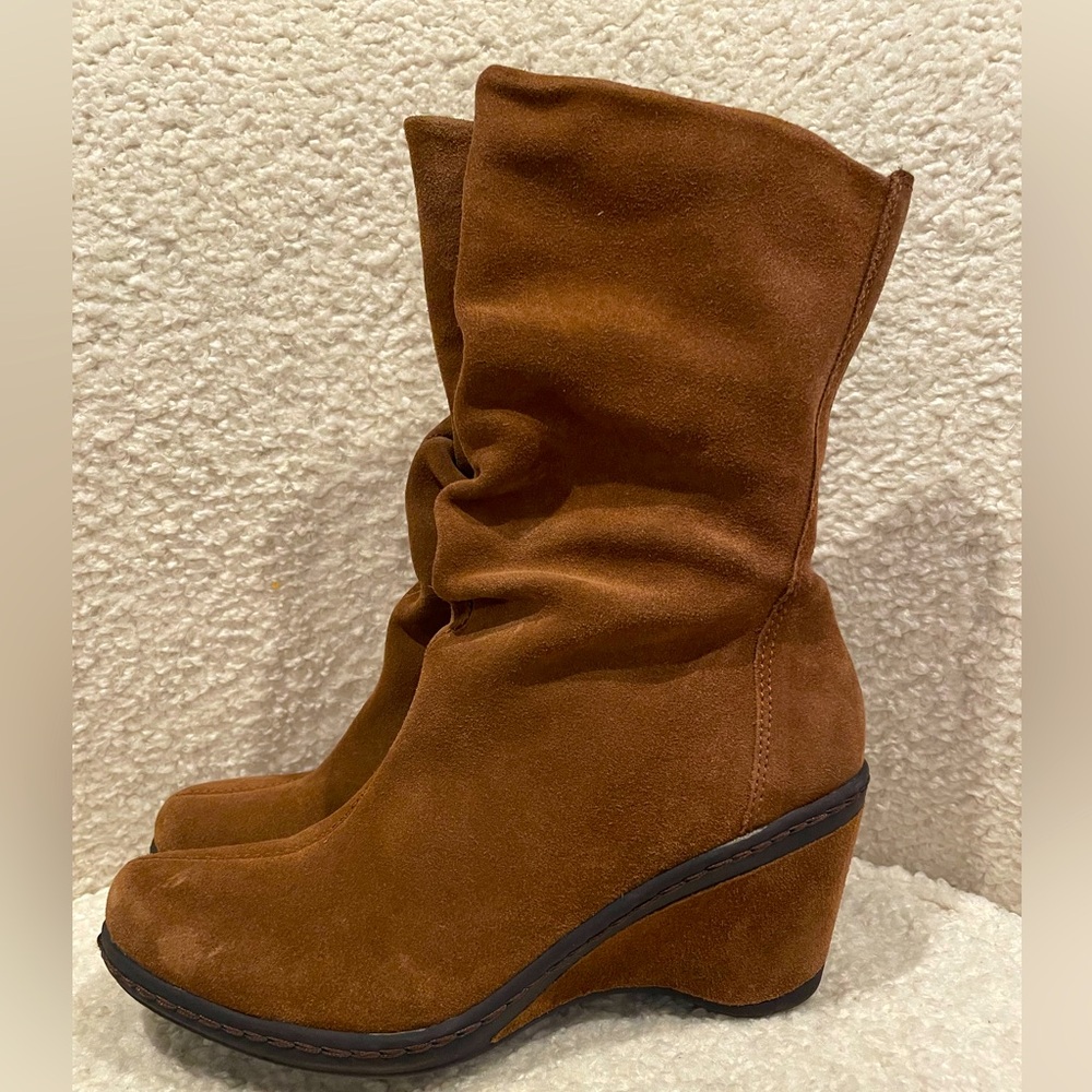Strictly Comfort suede slouch boots, size 9.5.